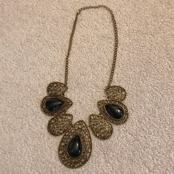 Gold with Gems Statement Necklace NEVER USED - Picture 1 of 2